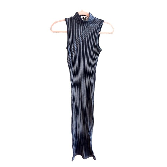 Forever 21 Gray Blue Mock Neck Bodycon Maxi Dress Small Ribbed Sexy Pencil - Picture 1 of 7